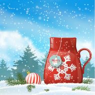 christmas theme red cup with abstract snowflake illustration N2