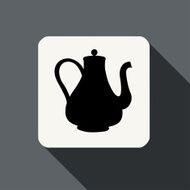 Tea kettle icon with long shadow