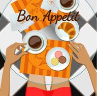 Girl and coffee top view