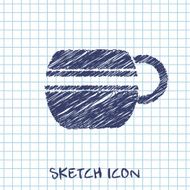 kitchen doodle sketch icon of cup N2