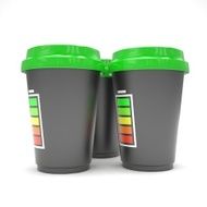 Three paper coffee cups