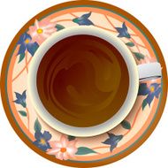 coffee cup flowers paint floral oval frame