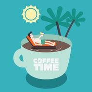 Businessman relaxing during break in coffee cup Coffee time concept N2