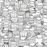 Seamless pattern with cups and mugs