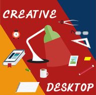 creative desktop with book in form of smartphone flat design N6