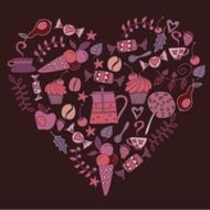 Sweet heart set of sweets and in a heart form