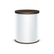 White tin box packaging container for tea or coffee isolated