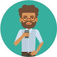 Man holding disposable coffee cup