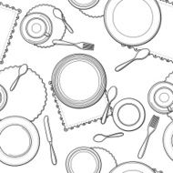Tableware seamless pattern