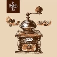 Hand drawn sketch vintage coffee background Vector illustration N2