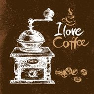 Hand drawn vintage coffee background Sketch vector illustration N2