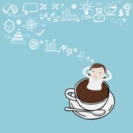 Businesswoman thinking in a cup - Vector