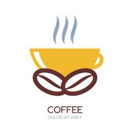 Vector logo design Cup of coffee and beans natural drink