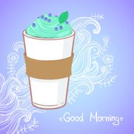 Hand drawn vector illustration - coffee drink with mint