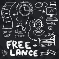 hand drawn doodles about freelance
