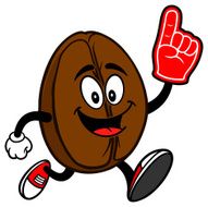 Coffee Bean Running with Foam Finger