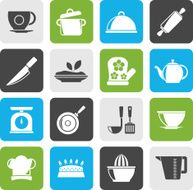 Silhouette Restaurant and kitchen items icons