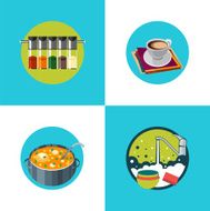 Set of four icons food in the flat-style