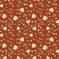 Coffee cups and names with bens Seamless background pattern