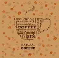 coffee cup typography from words on fabric background N2