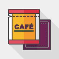 coffee bag flat icon with long shadow eps10 N13
