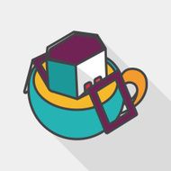coffee bag flat icon with long shadow eps10 N14