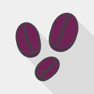 coffee bean flat icon with long shadow eps10 N12