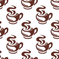 Steaming coffee cups retro seamless pattern