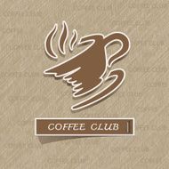 Coffee cup sticker on brown paper