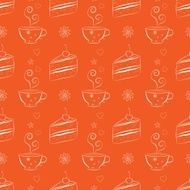 Seamless pattern with cakes and teacups