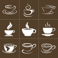 Coffee icons set also as emblem such a logo