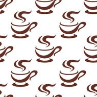 Seamless steaming cappuccino cups pattern