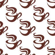 Seamless pattern with steaming coffee cups