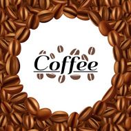 Coffee beans round frame background print