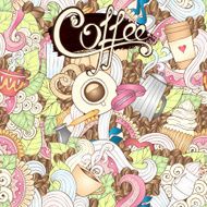Hand-Drawn Coffee Breakfast Tea Invite Love Seamless Vector Illustration Background