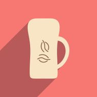 Flat with shadow icon and mobile applacation coffee