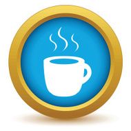 Gold cup of coffee icon