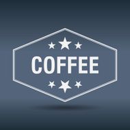 coffee hexagonal white vintage retro style label