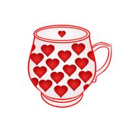 Mug of with red hearts vector