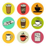 Set of hand drawn doodle coffee break icons