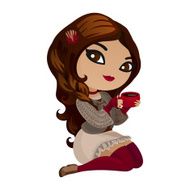 Cute girl drinks coffee