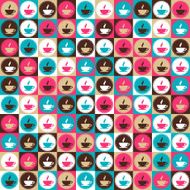 Seamless retro coffee and tea pattern