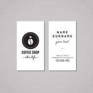 Coffee shop business card design concept Logo-badge with coffee bean