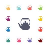 teapot flat icons set