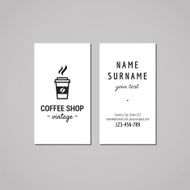 Coffee shop business card design concept Take away coffee Logo