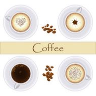Collection of coffee cups Top view Vector
