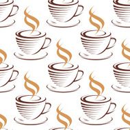 Steaming coffee cups seamless pattern