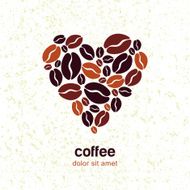 Coffee beans in heart shape Vector logo design template