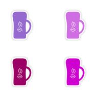 assembly realistic sticker design on paper cofee cups