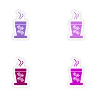 assembly realistic sticker design on paper cofee cups N2